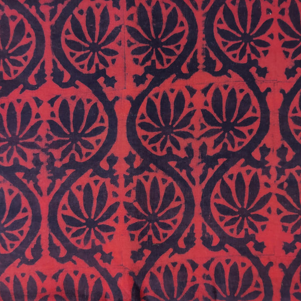 Pure Cotton Special Dabu Ankola Rustic Red With Creeper Hand Block Print Fabric