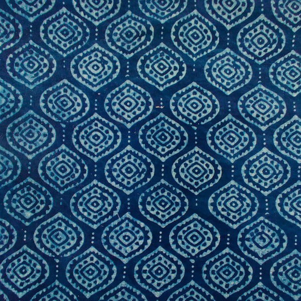 Pure Cotton Special Dark Akola Indigo With Comb Hand Block Print Fabric