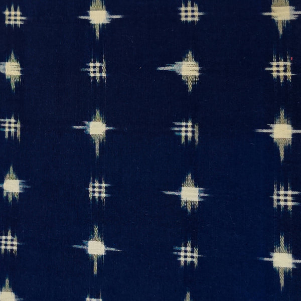 Pure Cotton Special Double Ikkat Navy With Twinkling Stars Woven Fabric