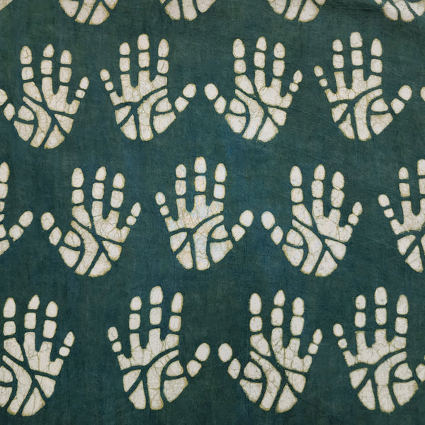 Pure Cotton Teal Dabu With Hand Print Hand Block Print Fabric