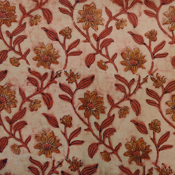 Pure Cotton Vanaspati Light Textured MAdder With Floral Jaal Hand Block Print Fabric