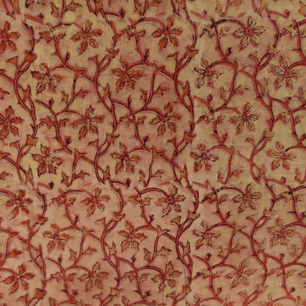 Pure Cotton Vanaspati Light Textured Madder With Small Floral Jaal Hand Block Print Fabric