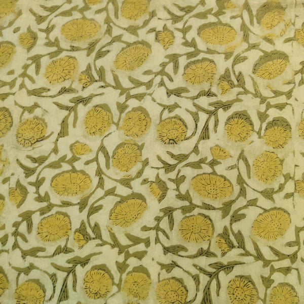 Pure Cotton Vanaspati With Small Floral Jaal Hand Block Print Fabric