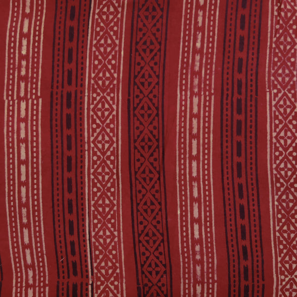 Pure Cotton Vegetable Dyed Madder With Cream And Black Border Hand Block Printed Fabric