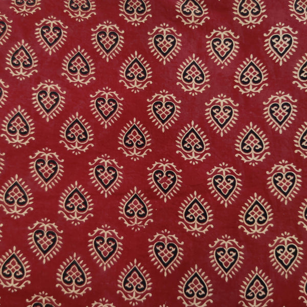 Pure Cotton Vegetable Dyed Madder With Spade Motifs Hand Block Printed Fabric