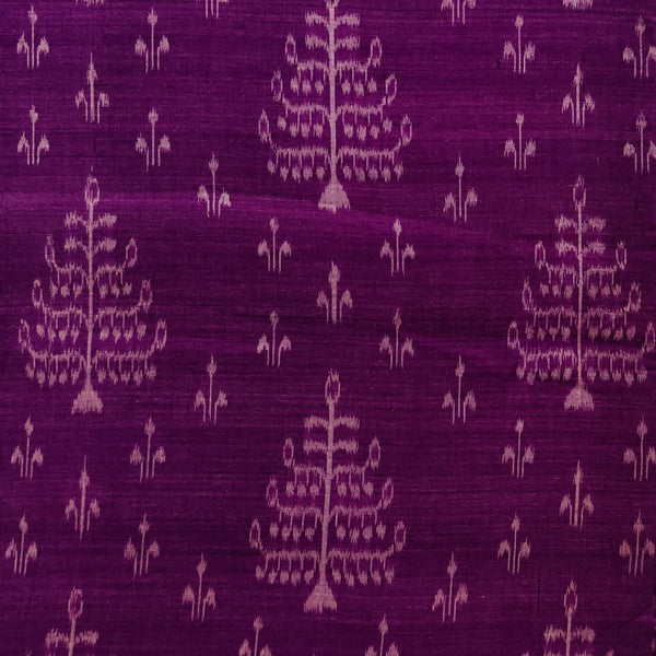 Pure Cotton Violet  Sambhalpuri Ikkat With Fine Tree Motifs Weaving Hand Woven Fabric