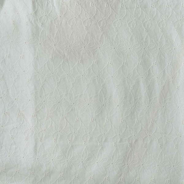 Pure Cotton White Hakoba All Over Flowers Woven Fabric