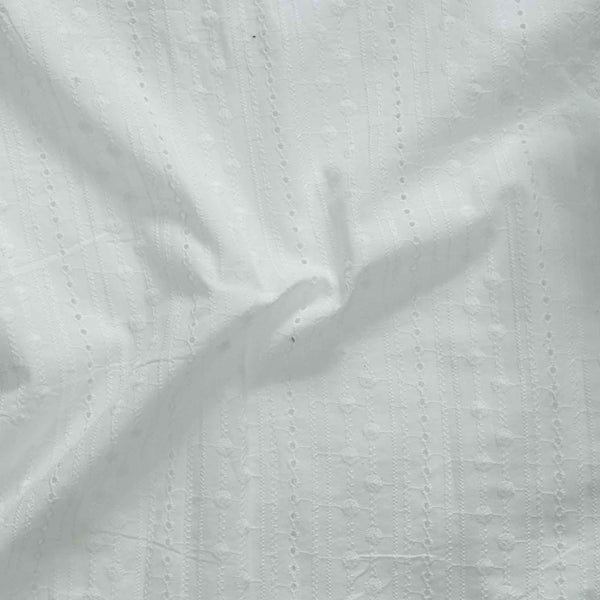 Pure Cotton White Hakoba Border Stripes Woven Fabric