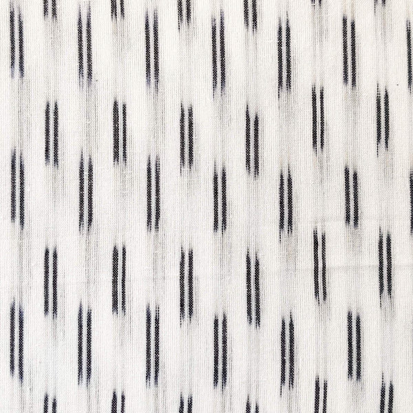 Pure Cotton White Ikkat With Black Double Weaves Woven blouse Fabric ( 1 meter )