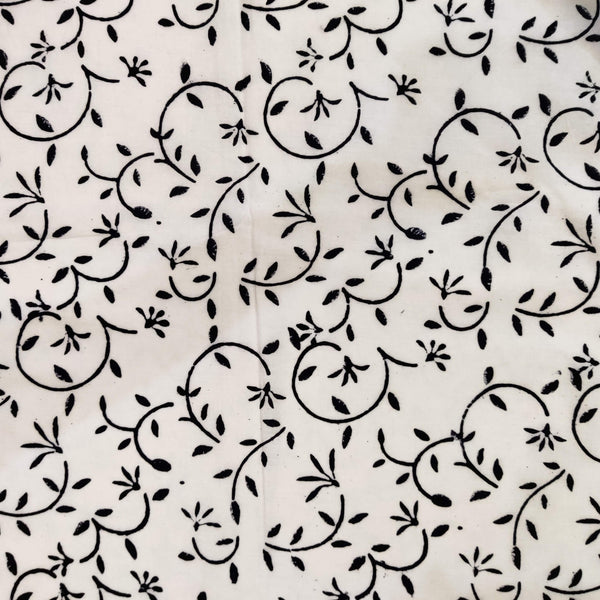 Pure Cotton White With Black Jaal Hand Block Print Black And White Fabric