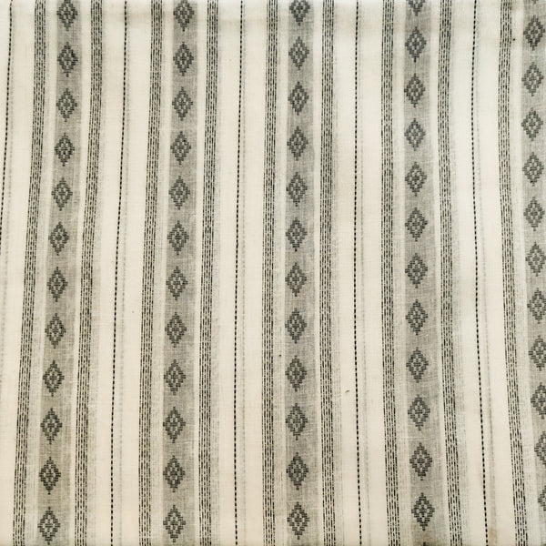 Pure Cotton White With Black Tribal Weaves Handloom Fabric