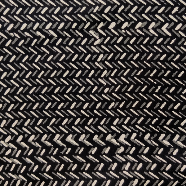 Pure Cotton Yarn Dyed Doby Black With Dashes Hand Block Print Fabric