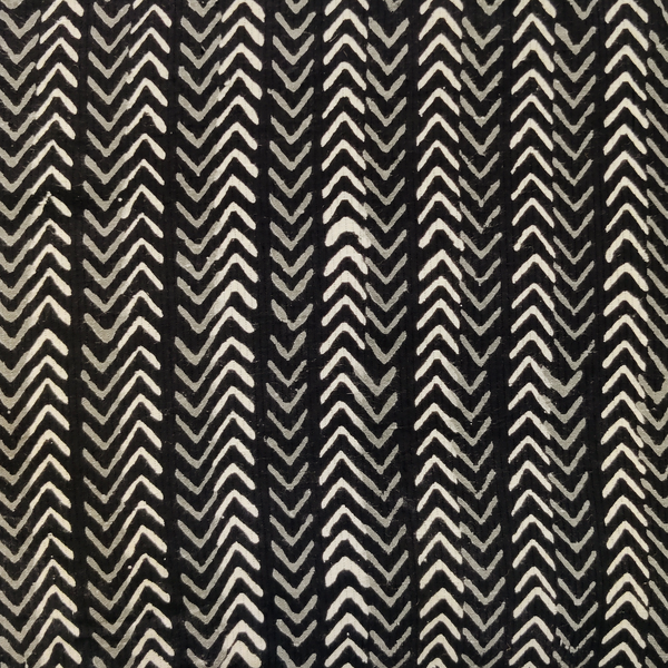 Pure Cotton Yarn Dyed Doby Black With Zig Zags Hand Block Print Fabric