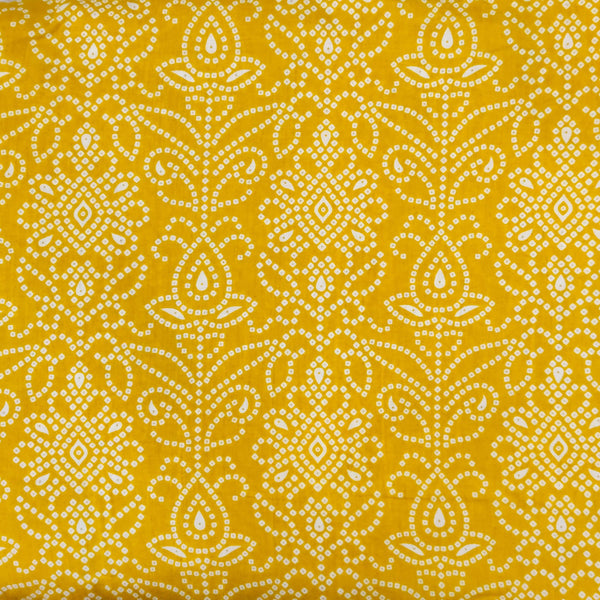 Pure Cotton Yellow Bandhani Screen Print Fabric