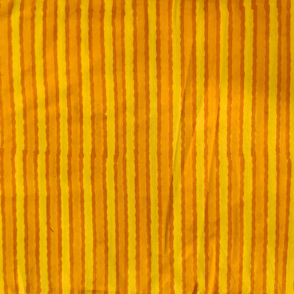 Pure Cotton Yellow Dabu Chemical Dyed Stripes Hand Block Printed Blouse Fabric ( 1.20 Meter )