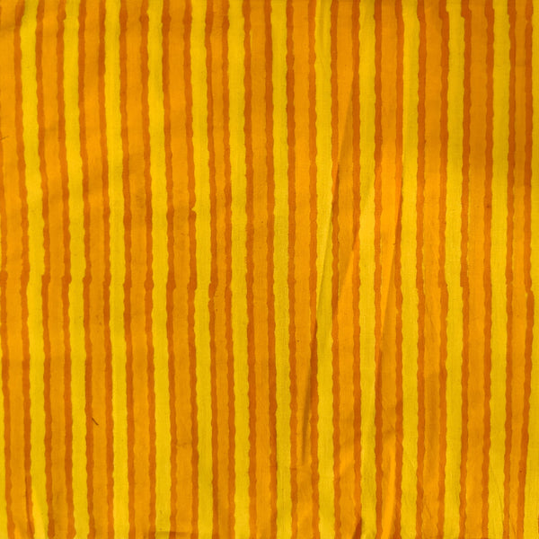 Pure Cotton Yellow Dabu Chemical Dyed Stripes Hand Block Printed Fabric