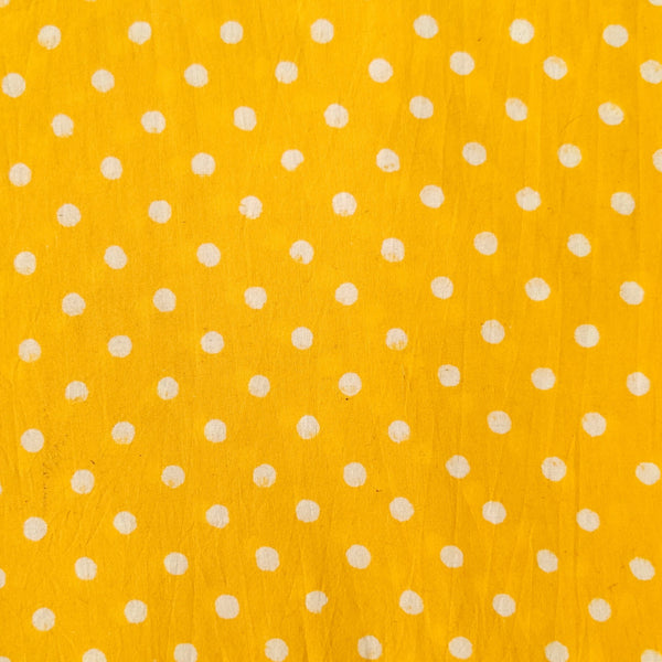 Pure Cotton Yellow Dabu Polka Hand Block Print Fabric