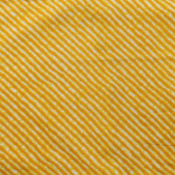 Pure Cotton Yellow Lehariya Screen Print Fabric