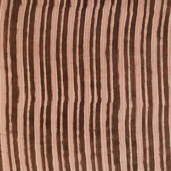 Pure Doby Cotton Bagru Pastel Mauve Wavy Stripes Hand Block Print Fabric