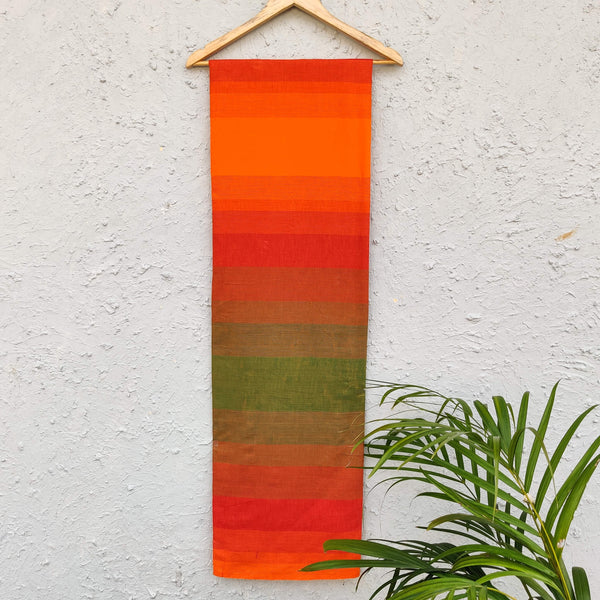 Pure Handloom Cotton Ombre Orange Green Merge