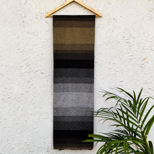 Pure Handloom Cotton Ombre Shades Of Black And Silver