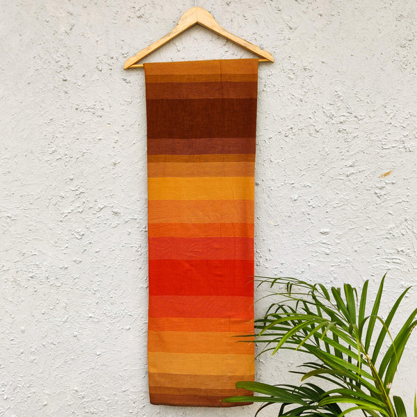 Pure Handloom Cotton Ombre Shades Of Orange And Brown