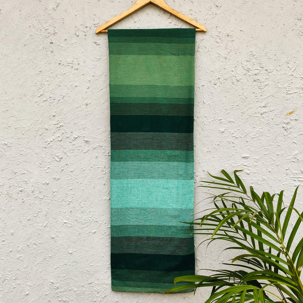 Pure Handloom Cotton Ombre Shades Of Teal And Sea Foam