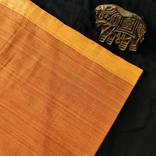 Pure Mangalgiri Cotton Brown Hand Woven Fabric