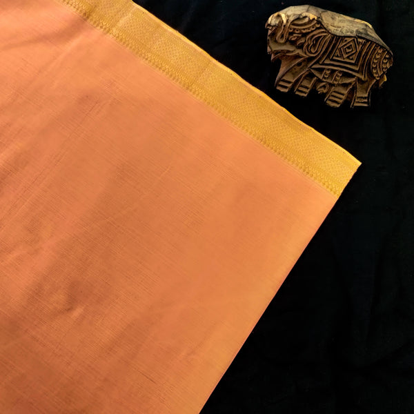 Pure Mangalgiri Cotton Peach Hand Woven Fabric