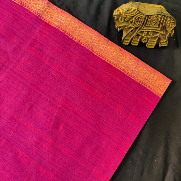 Pure Mangalgiri Cotton Purple Hand Woven Fabric