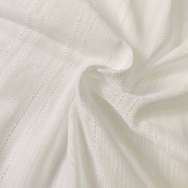 Pure Mul Cotton White Leno Patterned Weave Fabric