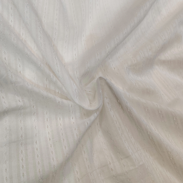 Pure Mul Cotton White Leno Weave Fabric Design