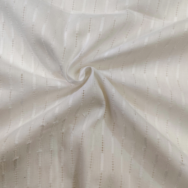 Pure Mul Cotton White Leno Weave Fabric Design