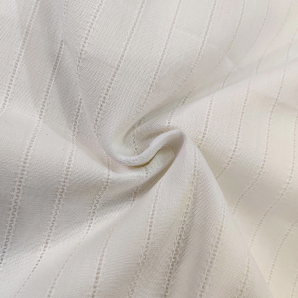 Pure Mul Cotton White Leno Weave Fabric Design