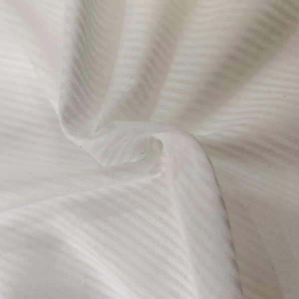 Pure Mul Cotton White Leno Weave Fabric Design