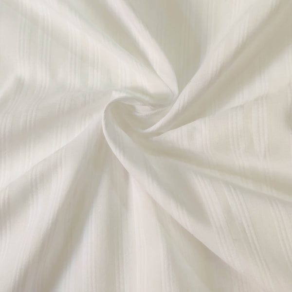 Pure Mul Cotton White Leno Weave Simple Self Stripes Fabric