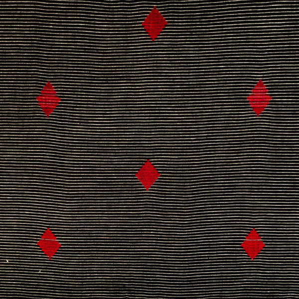 Pure South Cotton Black Stripes With Red Diamond Woven blouse Fabric ( 1.15 meter )