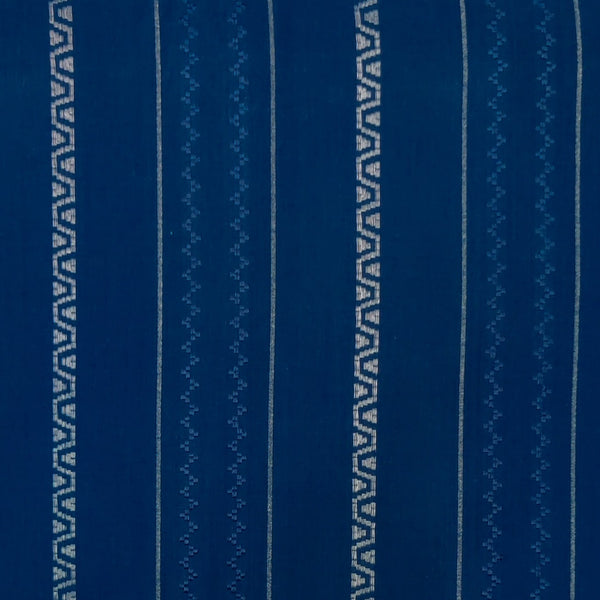 Pure South Cotton Blue With Silver And Self Weaved Stripes Hand Woven Fabric