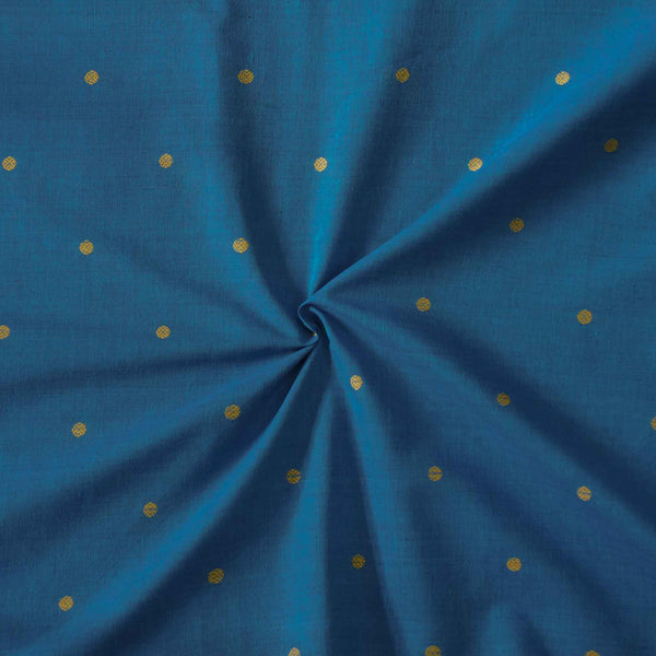 Pure South Cotton Blue With Yellow Polka Woven Fabric