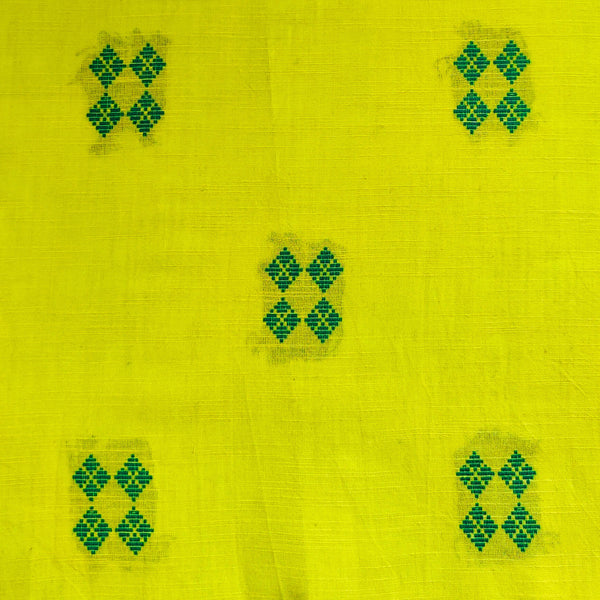 Pure South Cotton Green With Motifs Woven Fabric