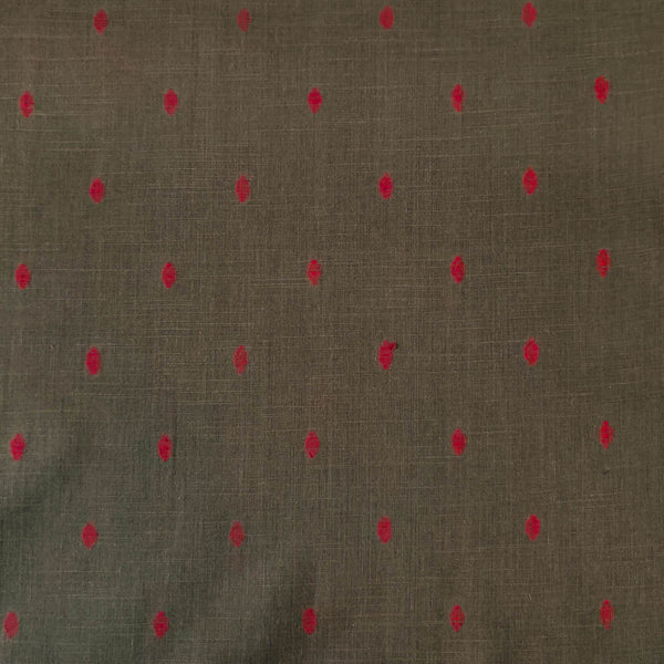 Pure South Cotton Grey With Tiny Maroon Spaced Out Motifs Woven blouse Fabric ( 1.13 meter )