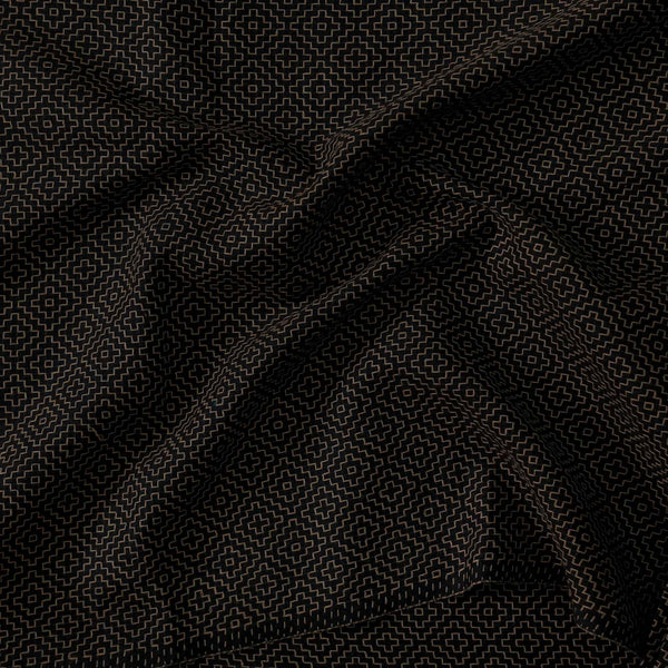 Pure South Cotton Handloom Black With Beige Woven Geometric All Over Pattern Woven Fabric