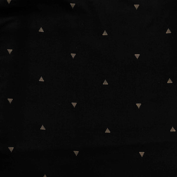 Pure South Cotton Handloom Black With Triangle Motifs Woven Fabric