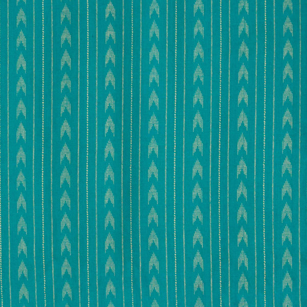 Pure South Cotton Handloom Blue With Arrow And Lines Stripes Woven Fabric