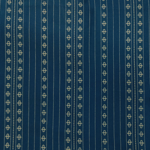 Pure South Cotton Handloom Blue With Cream Woven Pattern Fabric