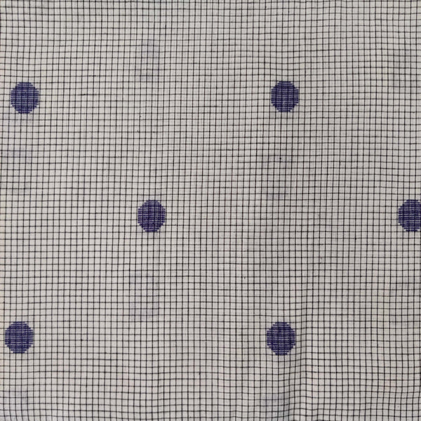 Pure South Cotton Handloom Checks With Blue Polka Dots