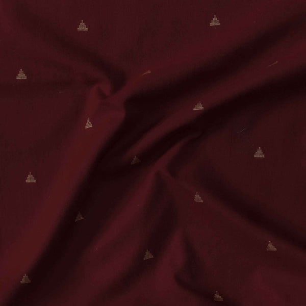 Pure South Cotton Handloom Deep Maroon With Triangle Motifs Woven Fabric