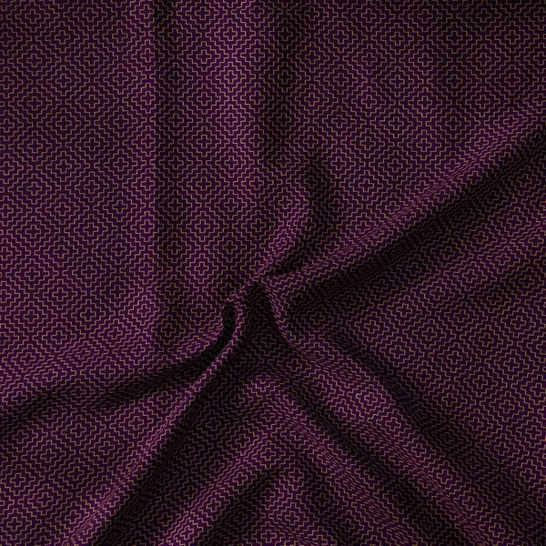 Pure South Cotton Handloom Deep Purple With Beige Woven Geometric All Over Pattern Woven Fabric