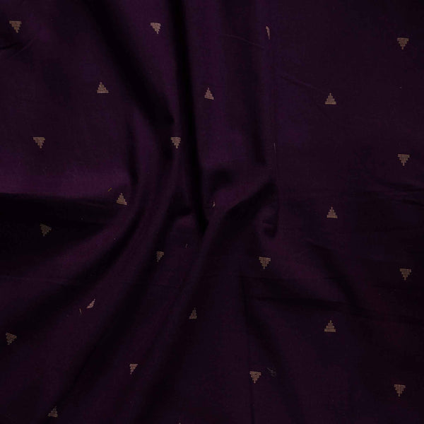 Pure South Cotton Handloom Deep Purple With Triangle Motifs Woven Fabric