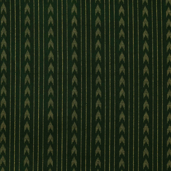 Pure South Cotton Handloom Green With Arrow And Lines Stripes Woven Fabric